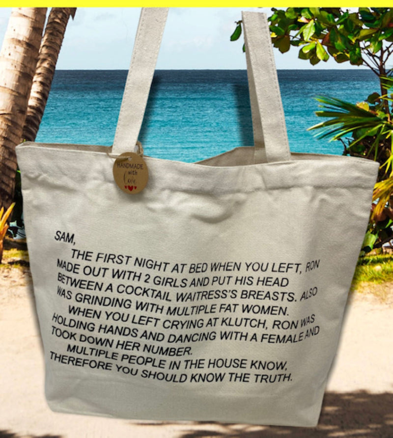 Jersey Shore Note Canvas Tote Bag, Anonymous Letter Tote Bag