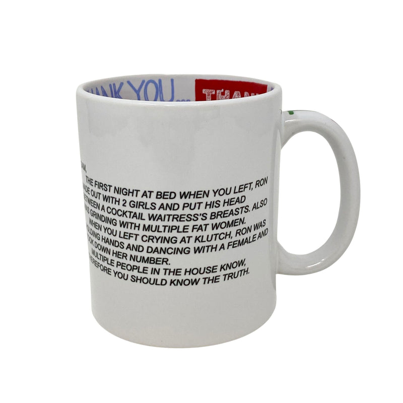 Jersey Shore "The Note" Thank You Coffee Mug, Dear Sam Anonymous Letter Coffee Cup