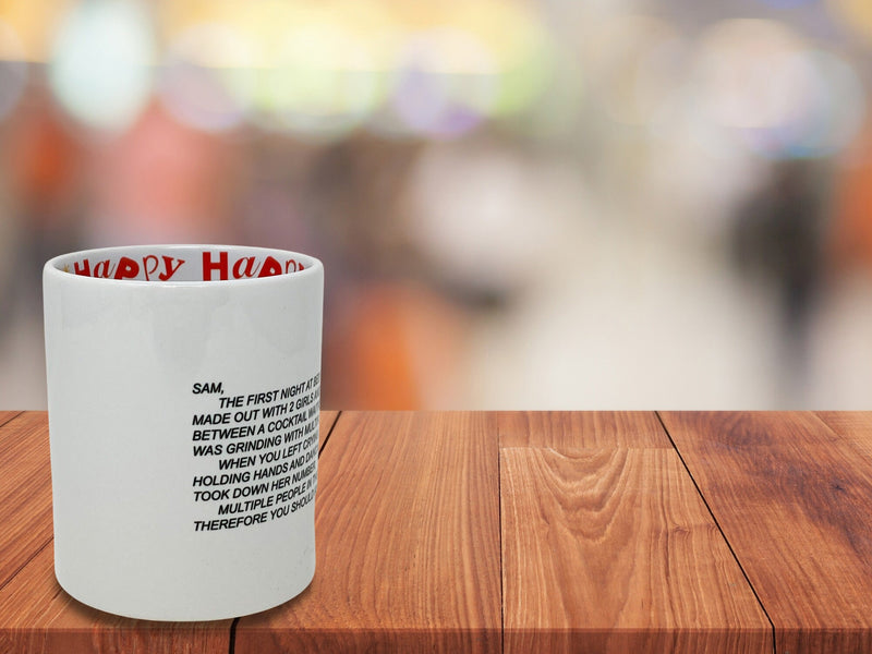 Jersey Shore "The Note" Happy Birthday Coffee Mug, Dear Sam Anonymous Letter Coffee Cup