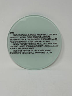 Jersey Shore"The Note" Glass Coaster, Jersey Shore Letter Printed on Durable, Glossy Glass Coasters