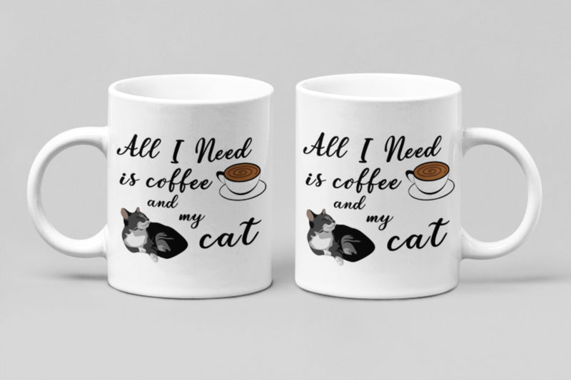 All I Need Is Coffee And My Cat Mug, Ceramic Cat Coffee Mug 11oz.