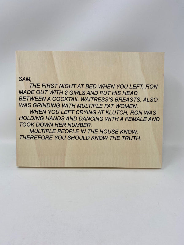 Elegant 'Jersey Shore The Note' print encased in a natural wood frame, featuring the iconic Dear Sam anonymous letter
