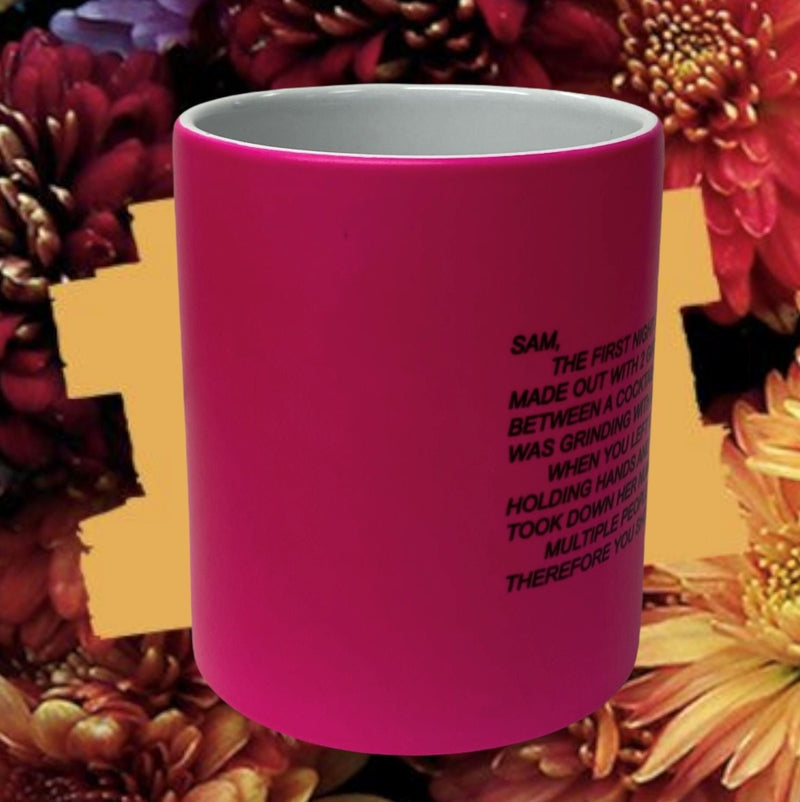 Jersey Shore "The Note" Coffee Mug color pink perfect for morning coffee