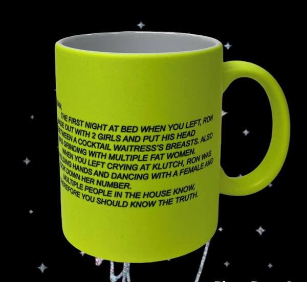 Jersey Shore Note Coffee Mug neon yellow color perfect for morning coffee