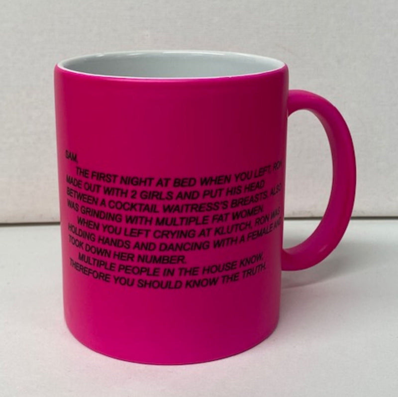 Jersey Shore "The Note" Coffee Mug color pink perfect for morning coffee