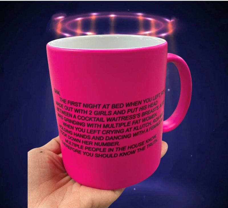 Jersey Shore "The Note" Coffee Mug color pink perfect for morning coffee