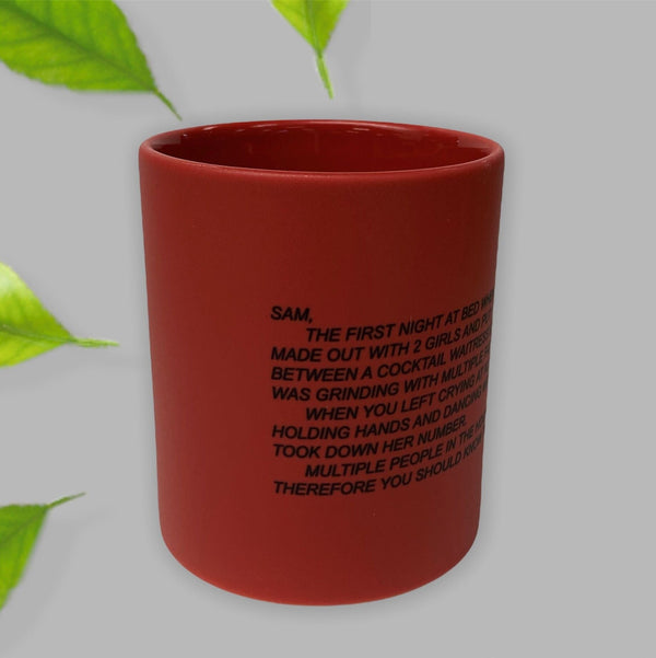 Jersey Shore Note Coffee Mug color dark red perfect for morning coffee