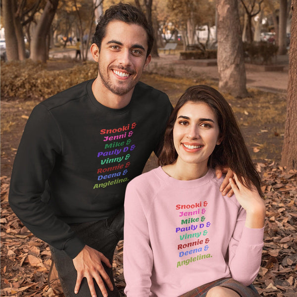 Jersey Shore 'The Note' unisex crewneck sweatshirt showcasing the iconic Dear Sam anonymous letter, perfect for fans seeking a blend of style and nostalgia.
