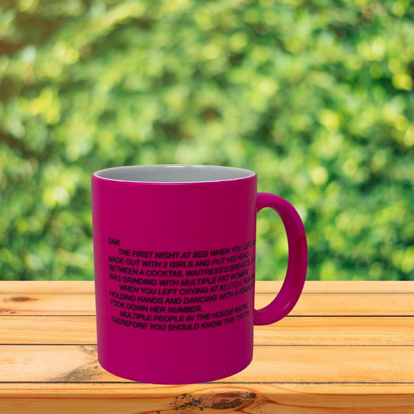 Jersey Shore "The Note" Coffee Mug color pink perfect for morning coffee