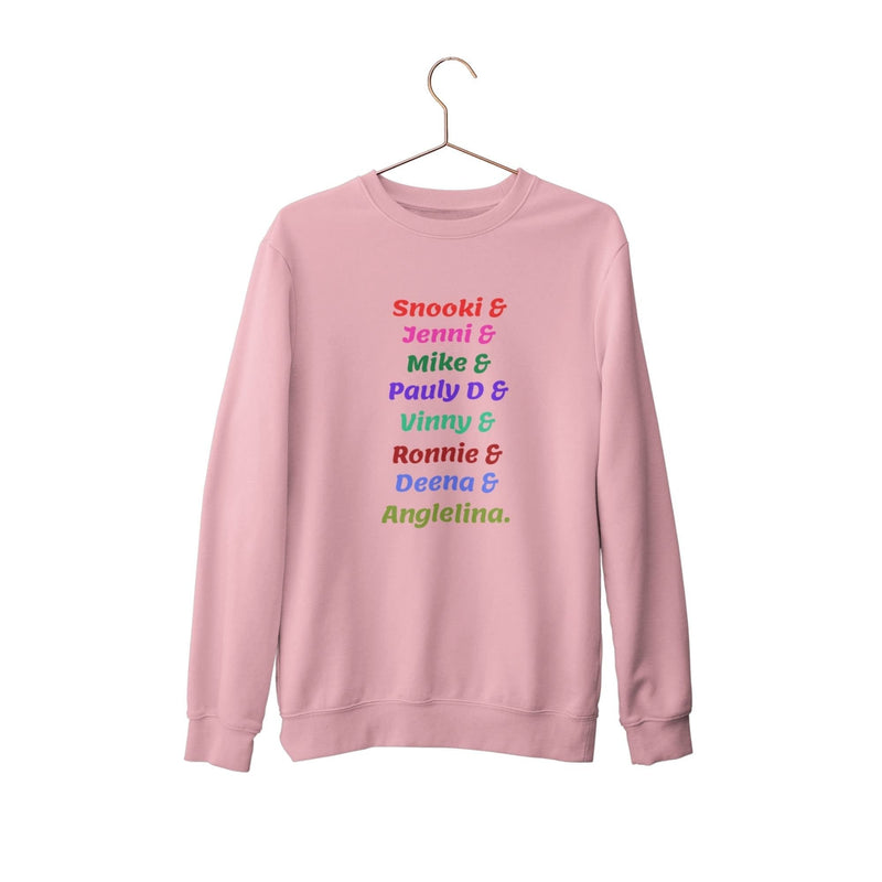 Jersey Shore 'The Note' unisex crewneck sweatshirt showcasing the iconic Dear Sam anonymous letter, perfect for fans seeking a blend of style and nostalgia.