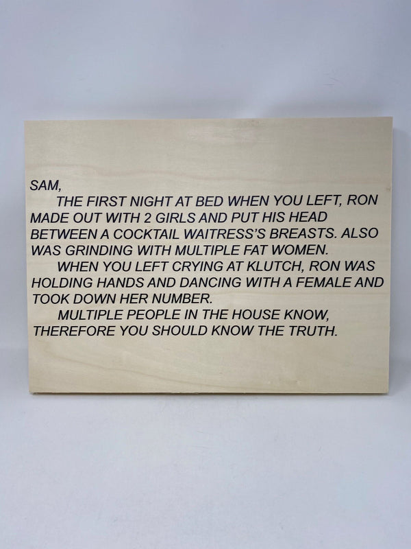 Elegant 'Jersey Shore The Note' print encased in a natural wood frame, featuring the iconic Dear Sam anonymous letter