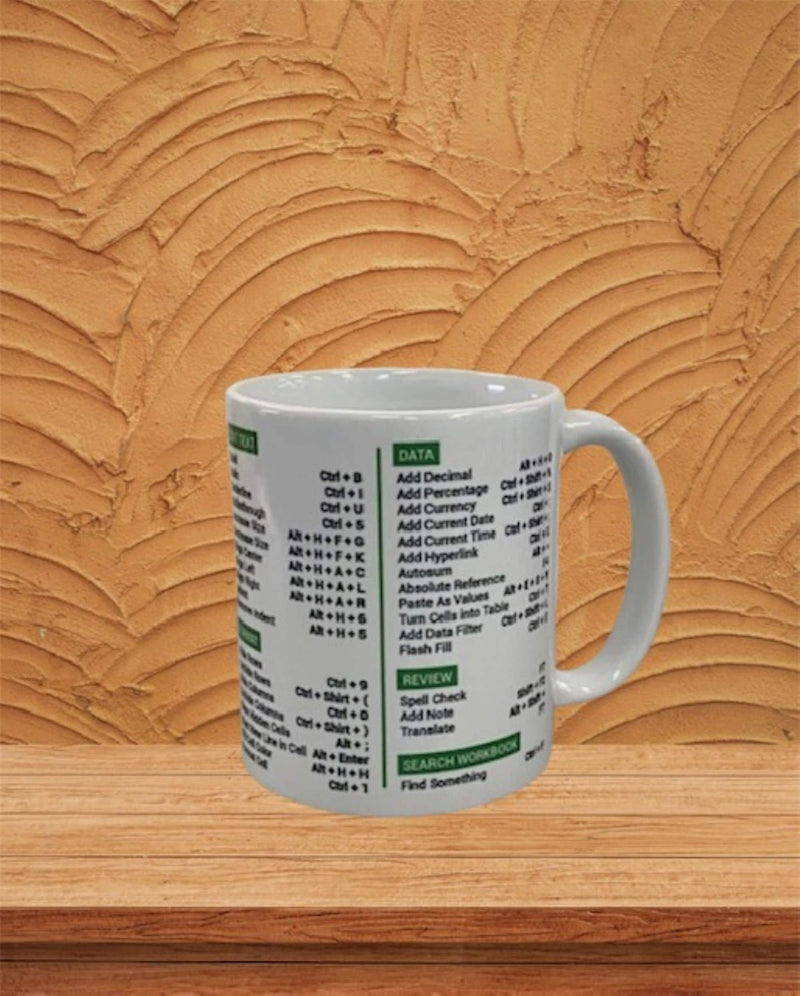 Excel (for Windows) Shortcuts Mug 11 oz Coffee Mug , coworker coffee mug, office gift, Excel Shortcuts cheat