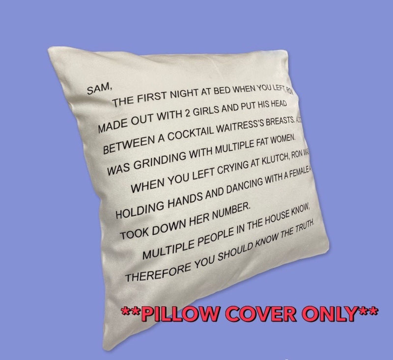 Jersey Shore Note Pillow Cover, Sammi  Pillow Cover, Jersey Shore Note Pillow Cover ONLY, 15'' X 15''