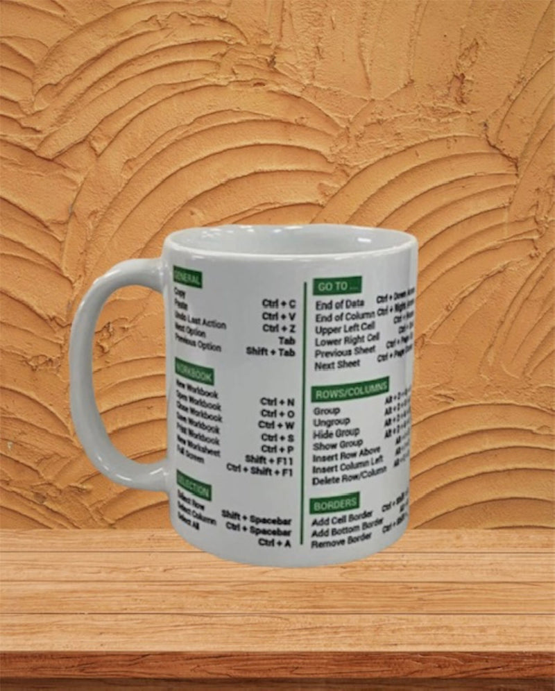 Excel (for Windows) Shortcuts Mug 11 oz Coffee Mug , coworker coffee mug, office gift, Excel Shortcuts cheat