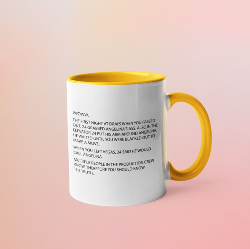 Jersey Shore Note Mug color yellow perfect for morning coffee