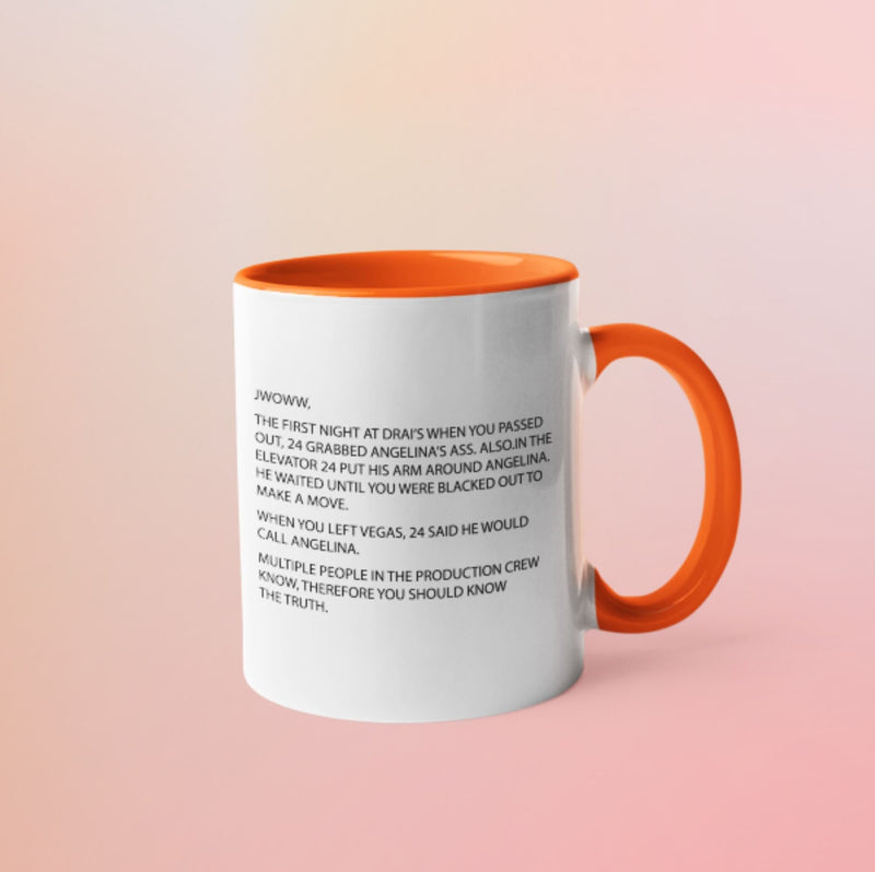 Jersey Shore Note Mug color orange perfect for morning coffee