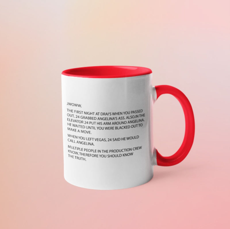 Jersey Shore Note Mug color red perfect for morning coffee