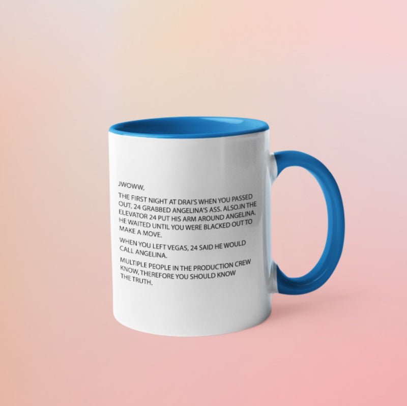 Jersey Shore Note Mug color light blue perfect for morning coffee